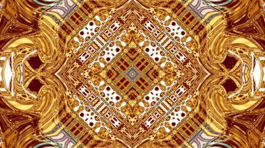 Renkli mandala. Oryantal yuvarlak desen. Mistik motif, Soyut egzotik arka planı. Fantastik fraktal tasarm, Psychedelic dijital sanat, Parlayan geometrik doku.