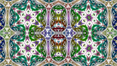 Benzersiz mandala, Oriental yuvarlak desen, mistik motifi, egzotik arka plan. Fantastik fraktal tasarım, geometrik doku parlayan renkli dijital sanat.