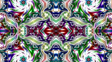 Benzersiz mandala, Oriental yuvarlak desen, mistik motifi, egzotik arka plan. Fantastik fraktal tasarım, geometrik doku parlayan renkli dijital sanat.