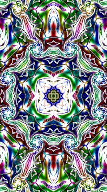 Benzersiz mandala, Oriental yuvarlak desen, mistik motifi, egzotik arka plan. Fantastik fraktal tasarım, geometrik doku parlayan renkli dijital sanat.