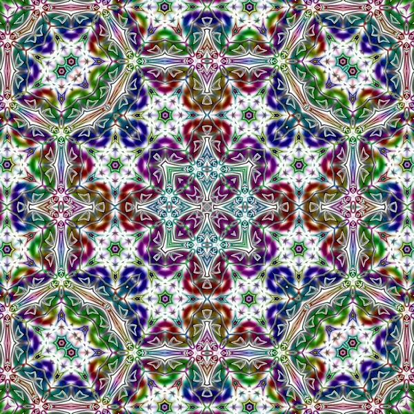 Benzersiz mandala, Oriental yuvarlak desen, mistik motifi, egzotik arka plan. Fantastik fraktal tasarım, geometrik doku parlayan renkli dijital sanat.