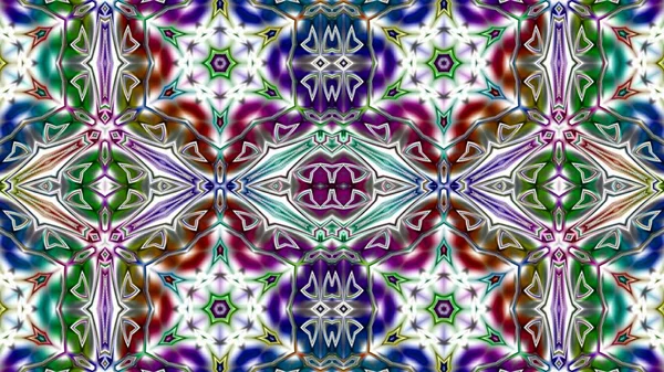 Benzersiz mandala, Oriental yuvarlak desen, mistik motifi, egzotik arka plan. Fantastik fraktal tasarım, geometrik doku parlayan renkli dijital sanat.