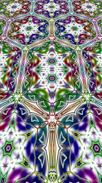 Benzersiz mandala, Oriental yuvarlak desen, mistik motifi, egzotik arka plan. Fantastik fraktal tasarım, geometrik doku parlayan renkli dijital sanat.