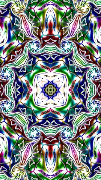 Benzersiz mandala, Oriental yuvarlak desen, mistik motifi, egzotik arka plan. Fantastik fraktal tasarım, geometrik doku parlayan renkli dijital sanat.