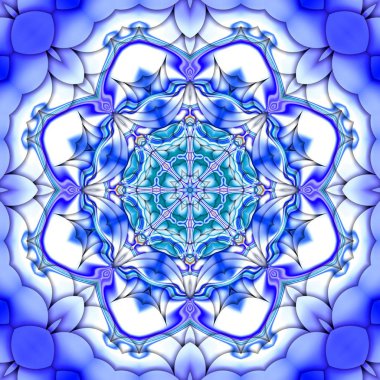 Benzersiz mandala, Oriental yuvarlak desen, mistik motifi, egzotik arka plan. Fantastik fraktal tasarım, geometrik doku parlayan renkli dijital sanat.