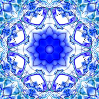 Benzersiz mandala, Oriental yuvarlak desen, mistik motifi, egzotik arka plan. Fantastik fraktal tasarım, geometrik doku parlayan renkli dijital sanat.