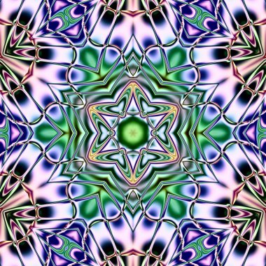 Benzersiz mandala, Oriental yuvarlak desen, mistik motifi, egzotik arka plan. Fantastik fraktal tasarım, geometrik doku parlayan renkli dijital sanat.