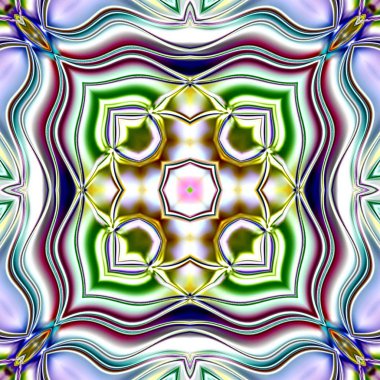 Benzersiz mandala, Oriental yuvarlak desen, mistik motifi, egzotik arka plan. Fantastik fraktal tasarım, geometrik doku parlayan renkli dijital sanat.