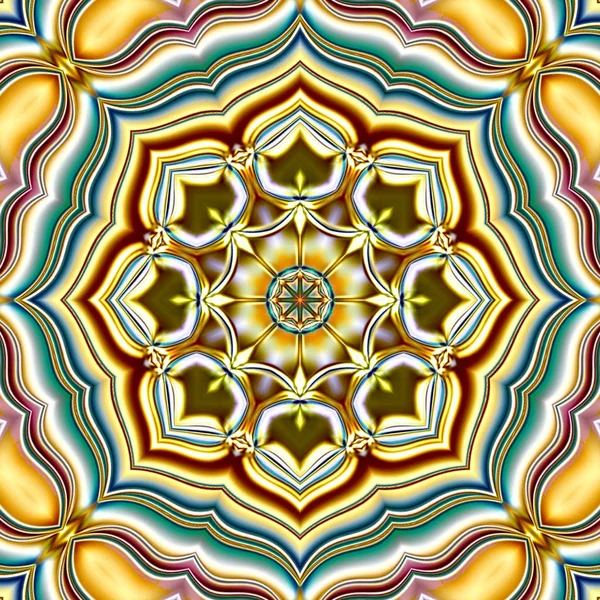Unique mandala, Oriental round pattern, Mystical motif, Abstract exotic background. Fantastic fractal design, Colorful digital art, shining geometric texture.
