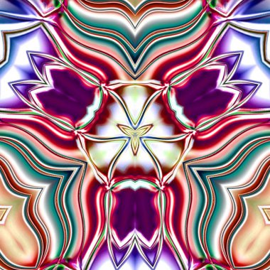 Benzersiz mandala, Oriental yuvarlak desen, mistik motifi, egzotik arka plan. Fantastik fraktal tasarım, geometrik doku parlayan renkli dijital sanat.