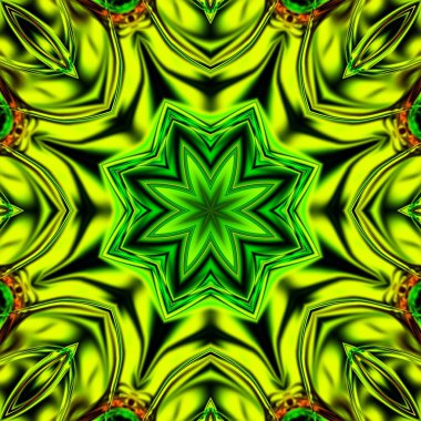 Benzersiz mandala, Oriental yuvarlak desen, mistik motifi, egzotik arka plan. Fantastik fraktal tasarım, geometrik doku parlayan renkli dijital sanat.