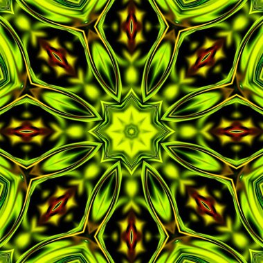 Benzersiz mandala, Oriental yuvarlak desen, mistik motifi, egzotik arka plan. Fantastik fraktal tasarım, geometrik doku parlayan renkli dijital sanat.