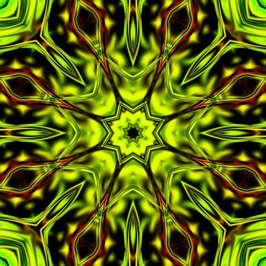 Benzersiz mandala, Oriental yuvarlak desen, mistik motifi, egzotik arka plan. Fantastik fraktal tasarım, geometrik doku parlayan renkli dijital sanat.