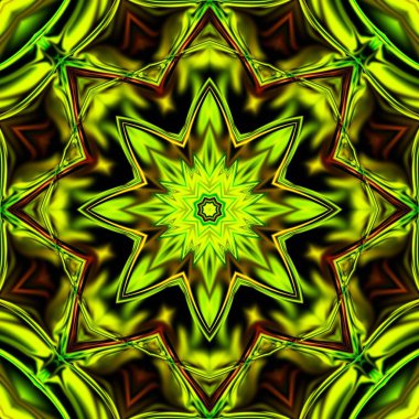 Benzersiz mandala, Oriental yuvarlak desen, mistik motifi, egzotik arka plan. Fantastik fraktal tasarım, geometrik doku parlayan renkli dijital sanat.