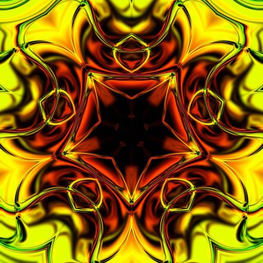 Benzersiz mandala, Oriental yuvarlak desen, mistik motifi, egzotik arka plan. Fantastik fraktal tasarım, geometrik doku parlayan renkli dijital sanat.