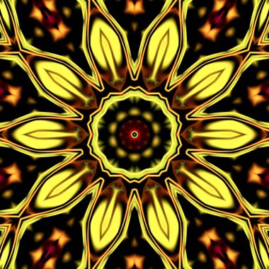 Benzersiz mandala, Oriental yuvarlak desen, mistik motifi, egzotik arka plan. Fantastik fraktal tasarım, geometrik doku parlayan renkli dijital sanat.