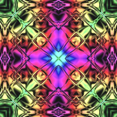 Benzersiz mandala, Oriental yuvarlak desen, mistik motifi, egzotik arka plan. Fantastik fraktal tasarım, geometrik doku parlayan renkli dijital sanat.