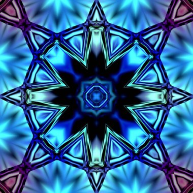 Benzersiz mandala, Oriental yuvarlak desen, mistik motifi, egzotik arka plan. Fantastik fraktal tasarım, geometrik doku parlayan renkli dijital sanat.