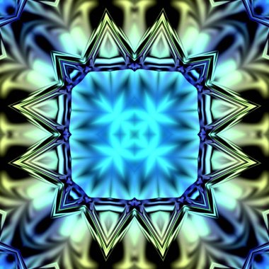 Benzersiz mandala, Oriental yuvarlak desen, mistik motifi, egzotik arka plan. Fantastik fraktal tasarım, geometrik doku parlayan renkli dijital sanat.