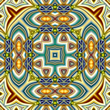 Benzersiz mandala, Oriental yuvarlak desen, mistik motifi, egzotik arka plan. Fantastik fraktal tasarım, geometrik doku parlayan renkli dijital sanat.