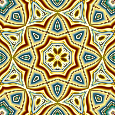 Benzersiz mandala, Oriental yuvarlak desen, mistik motifi, egzotik arka plan. Fantastik fraktal tasarım, geometrik doku parlayan renkli dijital sanat.