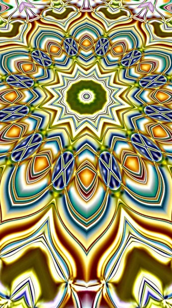 Benzersiz mandala, Oriental yuvarlak desen, mistik motifi, egzotik arka plan. Fantastik fraktal tasarım, geometrik doku parlayan renkli dijital sanat.