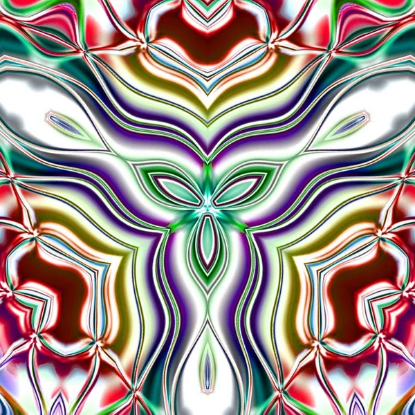 Benzersiz mandala, Oriental yuvarlak desen, mistik motifi, egzotik arka plan. Fantastik fraktal tasarım, geometrik doku parlayan renkli dijital sanat.