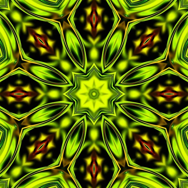 Benzersiz mandala, Oriental yuvarlak desen, mistik motifi, egzotik arka plan. Fantastik fraktal tasarım, geometrik doku parlayan renkli dijital sanat.