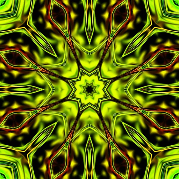 Benzersiz mandala, Oriental yuvarlak desen, mistik motifi, egzotik arka plan. Fantastik fraktal tasarım, geometrik doku parlayan renkli dijital sanat.