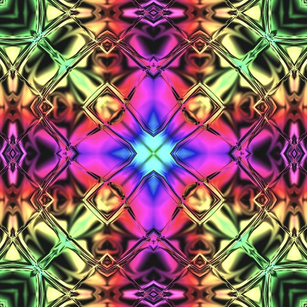 Benzersiz mandala, Oriental yuvarlak desen, mistik motifi, egzotik arka plan. Fantastik fraktal tasarım, geometrik doku parlayan renkli dijital sanat.