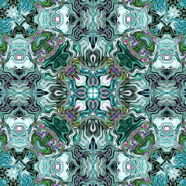 Benzersiz mandala, Oriental yuvarlak desen, mistik motifi, egzotik arka plan. Fantastik fraktal tasarım, geometrik doku parlayan renkli dijital sanat.