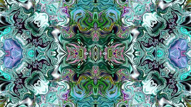 Benzersiz mandala, Oriental yuvarlak desen, mistik motifi, egzotik arka plan. Fantastik fraktal tasarım, geometrik doku parlayan renkli dijital sanat.