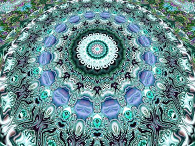 Benzersiz mandala, Oriental yuvarlak desen, mistik motifi, egzotik arka plan. Fantastik fraktal tasarım, geometrik doku parlayan renkli dijital sanat.