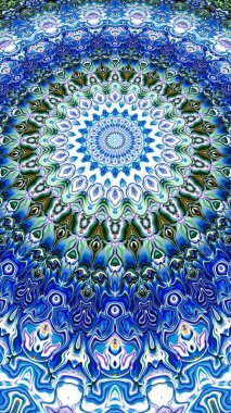 Benzersiz mandala, Oriental yuvarlak desen, mistik motifi, egzotik arka plan. Fantastik fraktal tasarım, geometrik doku parlayan renkli dijital sanat.