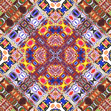 Benzersiz mandala, Oriental yuvarlak desen, mistik motifi, egzotik arka plan. Fantastik fraktal tasarım, geometrik doku parlayan renkli dijital sanat.