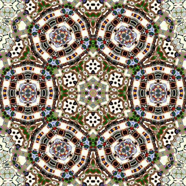 Benzersiz mandala, Oriental yuvarlak desen, mistik motifi, egzotik arka plan. Fantastik fraktal tasarım, geometrik doku parlayan renkli dijital sanat.