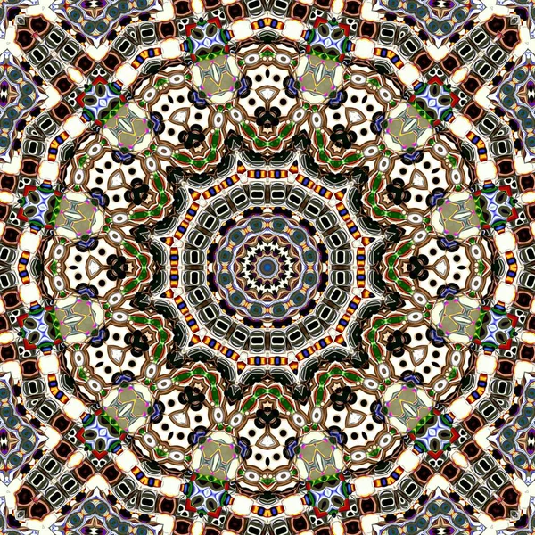 Benzersiz mandala, Oriental yuvarlak desen, mistik motifi, egzotik arka plan. Fantastik fraktal tasarım, geometrik doku parlayan renkli dijital sanat.