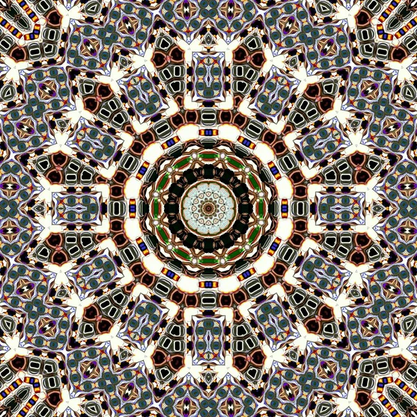 Benzersiz mandala, Oriental yuvarlak desen, mistik motifi, egzotik arka plan. Fantastik fraktal tasarım, geometrik doku parlayan renkli dijital sanat.