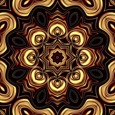 Benzersiz mandala, Oriental yuvarlak desen, mistik motifi, egzotik arka plan. Fantastik fraktal tasarım, geometrik doku parlayan renkli dijital sanat.