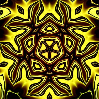 Benzersiz mandala, Oriental yuvarlak desen, mistik motifi, egzotik arka plan. Fantastik fraktal tasarım, geometrik doku parlayan renkli dijital sanat.