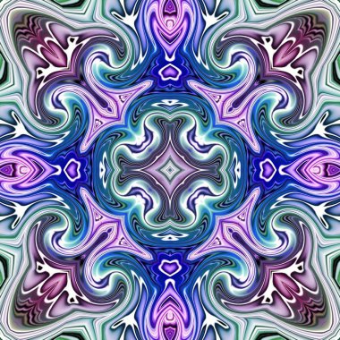 Benzersiz mandala, Oriental yuvarlak desen, mistik motifi, egzotik arka plan. Fantastik fraktal tasarım, geometrik doku parlayan renkli dijital sanat.