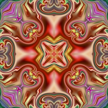 Benzersiz mandala, Oriental yuvarlak desen, mistik motifi, egzotik arka plan. Fantastik fraktal tasarım, geometrik doku parlayan renkli dijital sanat.