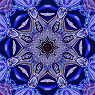 Benzersiz mandala, Oriental yuvarlak desen, mistik motifi, egzotik arka plan. Fantastik fraktal tasarım, geometrik doku parlayan renkli dijital sanat.