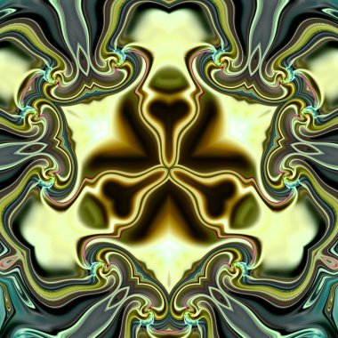 Benzersiz mandala, Oriental yuvarlak desen, mistik motifi, egzotik arka plan. Fantastik fraktal tasarım, geometrik doku parlayan renkli dijital sanat.