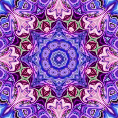 Benzersiz mandala, Oriental yuvarlak desen, mistik motifi, egzotik arka plan. Fantastik fraktal tasarım, geometrik doku parlayan renkli dijital sanat.