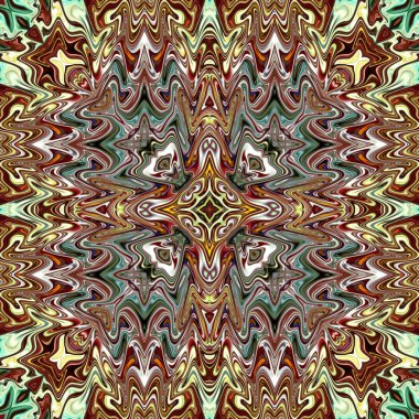 Benzersiz mandala, Oriental yuvarlak desen, mistik motifi, egzotik arka plan. Fantastik fraktal tasarım, geometrik doku parlayan renkli dijital sanat.