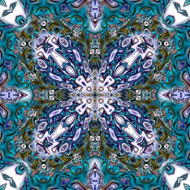 Benzersiz mandala, Oriental yuvarlak desen, mistik motifi, egzotik arka plan. Fantastik fraktal tasarım, geometrik doku parlayan renkli dijital sanat.