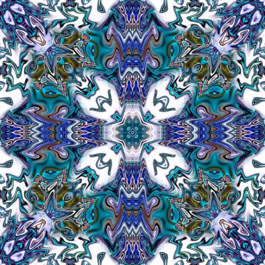 Benzersiz mandala, Oriental yuvarlak desen, mistik motifi, egzotik arka plan. Fantastik fraktal tasarım, geometrik doku parlayan renkli dijital sanat.