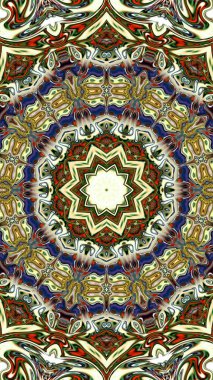 Benzersiz mandala, Oriental yuvarlak desen, mistik motifi, egzotik arka plan. Fantastik fraktal tasarım, geometrik doku parlayan renkli dijital sanat.