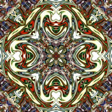 Benzersiz mandala, Oriental yuvarlak desen, mistik motifi, egzotik arka plan. Fantastik fraktal tasarım, geometrik doku parlayan renkli dijital sanat.